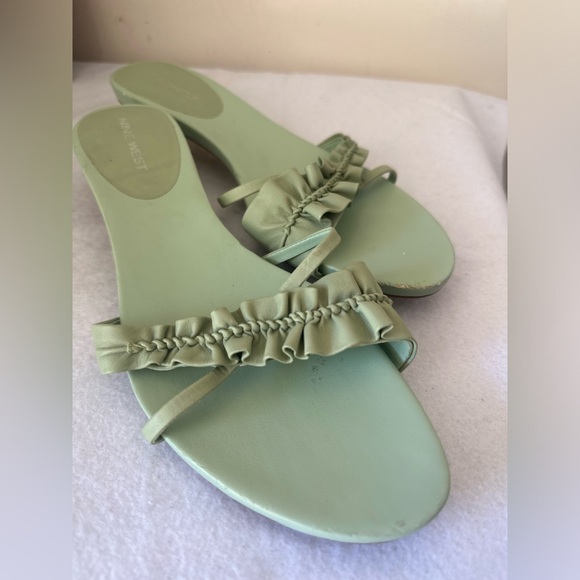 Vintage COQUETTE girl Style Kitten heels ruffles Y2K mint flats green pastel 8 - Picture 4 of 6